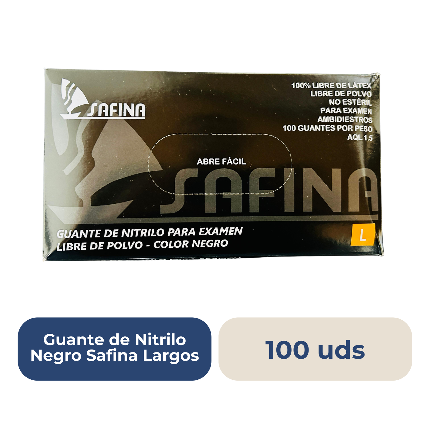 Guante Negro De Nitrilo SAFINA L