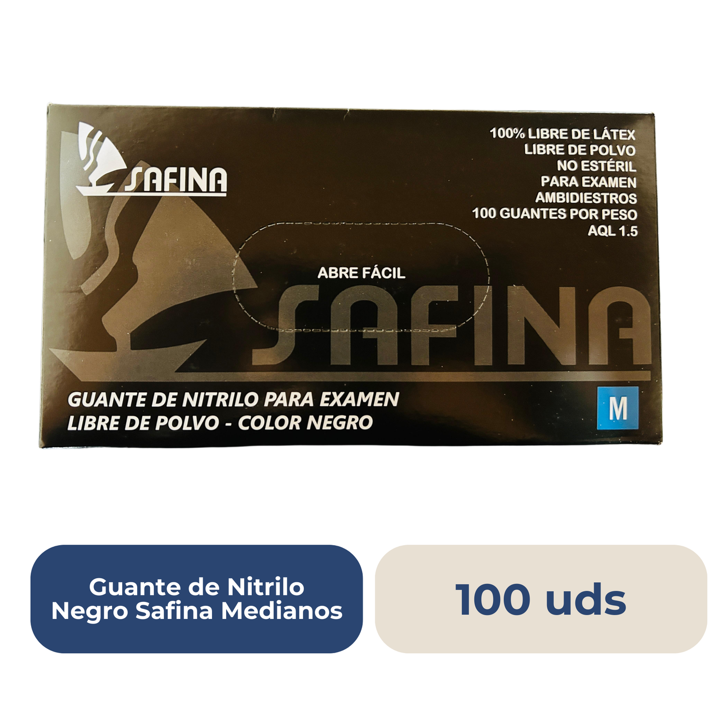 Guantes Negros De Nitrilo SAFINA M
