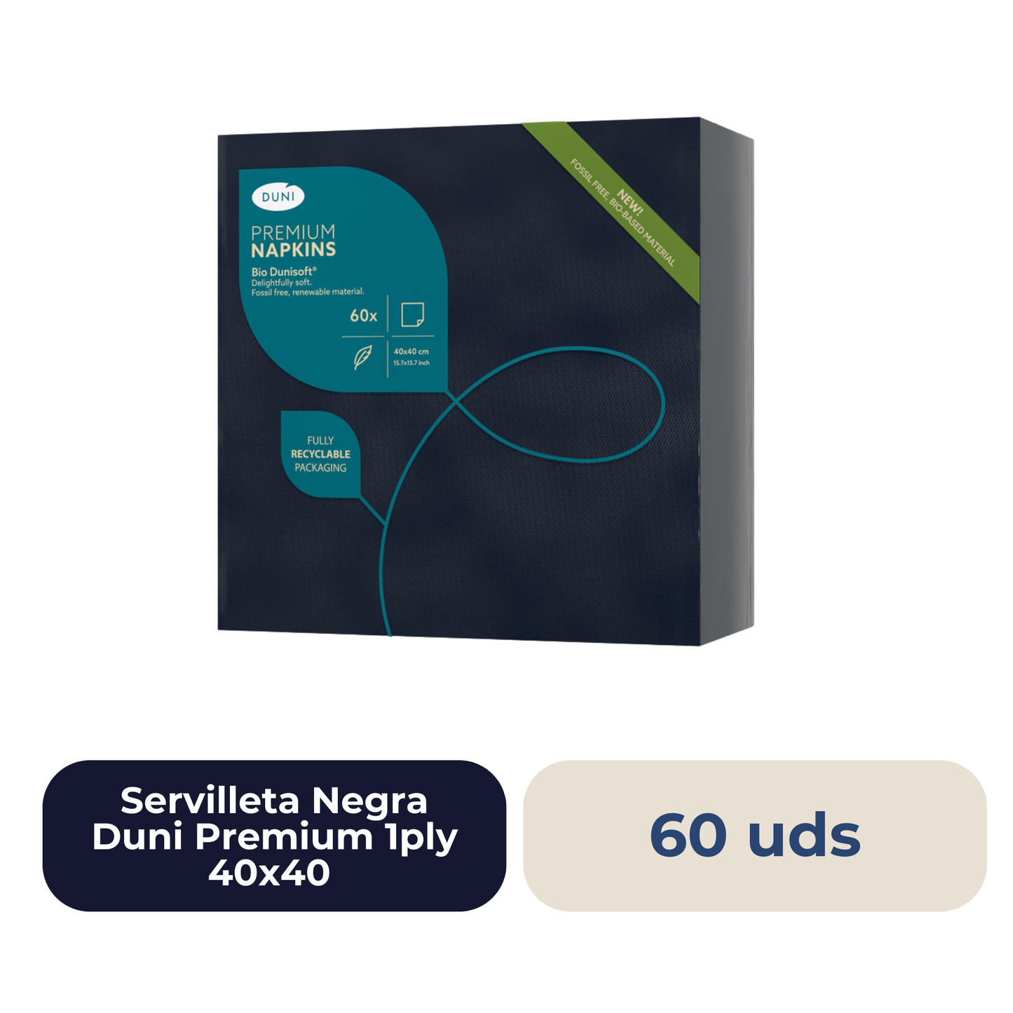 Servilleta Negra Duni Premium 1ply 40x40 60 unidades