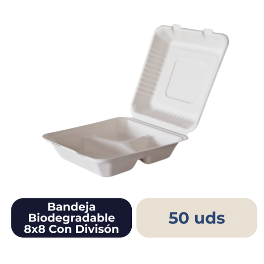 Bandeja Biodegradable con División 8x8 50 Uds