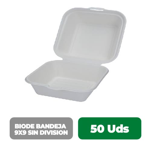 Bandeja Biodegradable sin División 9X9 50 Uds