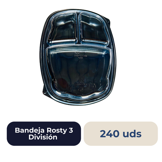 Bandeja Rosty 3 Divisiones con Tapa 240 uds