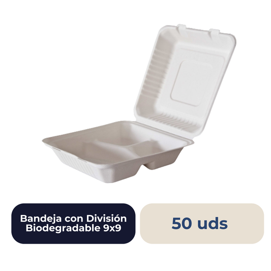Bandeja con División Biodegradable 9x9