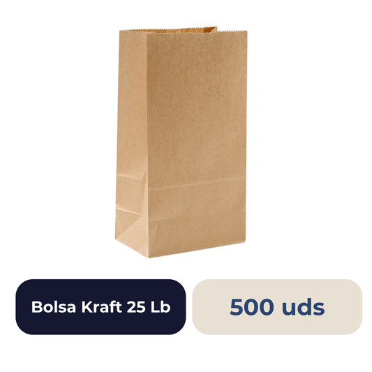 Bolsa Kraft 25 Lb 500 Uds