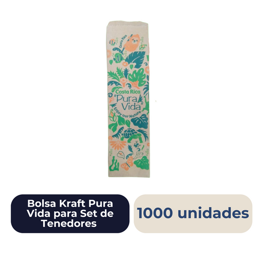 Bolsa Kraft Pura Vida para Set de Tenedores 1000 unidades