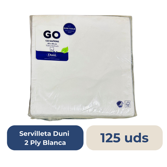 2 Ply White Square Napkin Duni 125 units