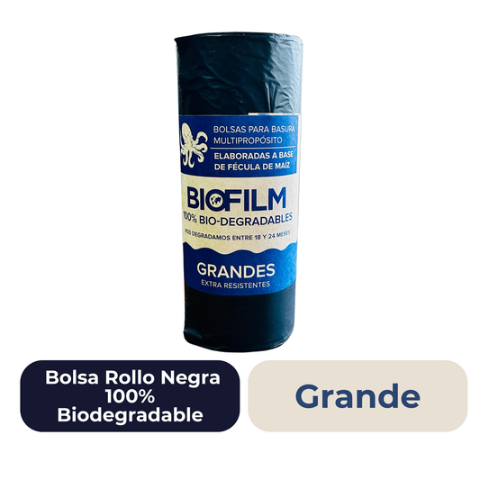 Biode 100% Bolsa Rollo Negra Grande 30 Unidades