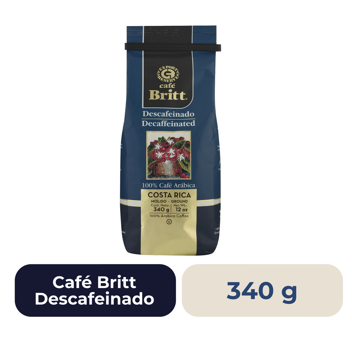 Café Britt Descafeinado Molido 340 g