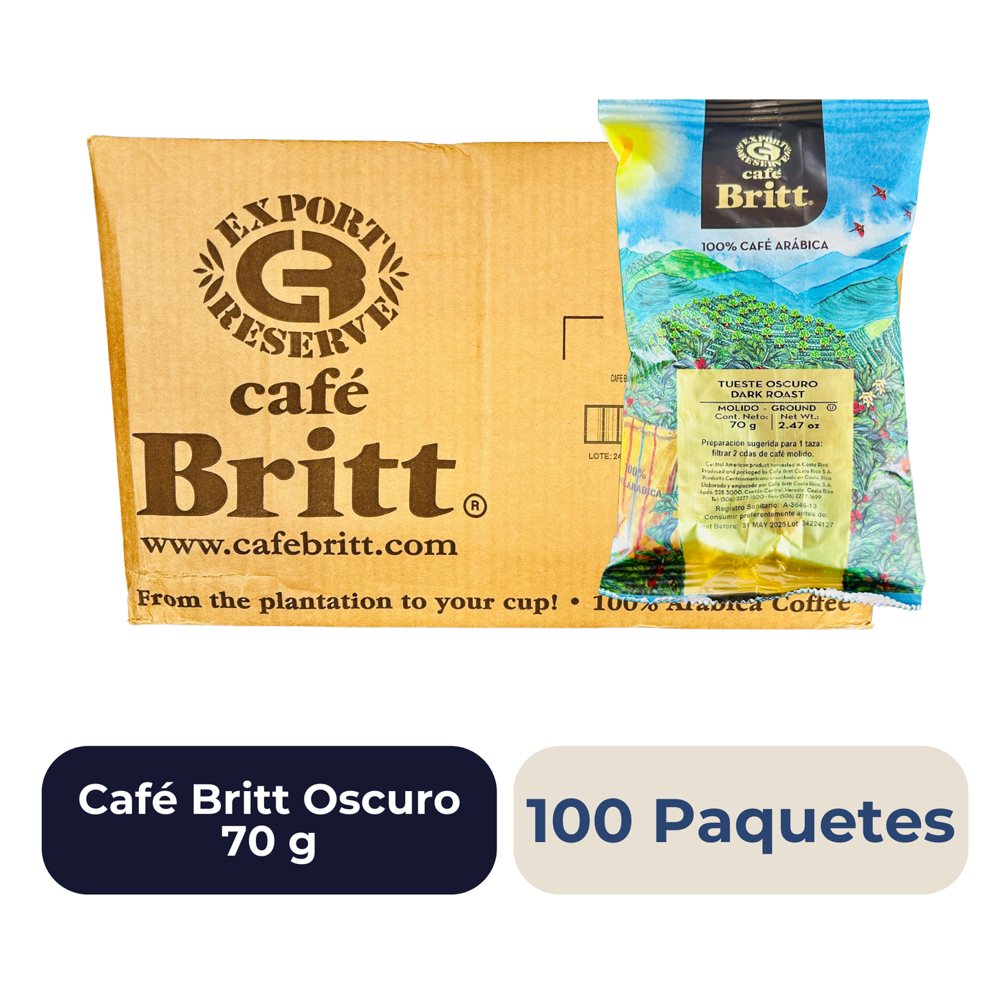 Café Molido Oscuro Britt 100 Paquetes de 70 g c/u