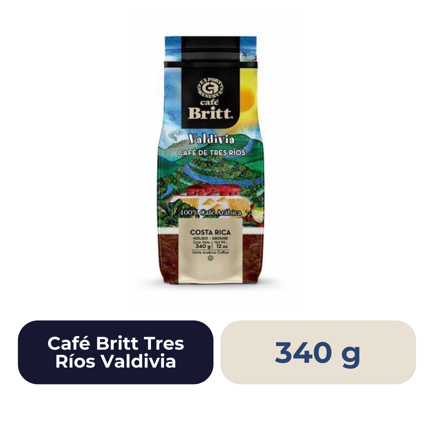 Café Britt Molido Tres Ríos Valdivia 340 g