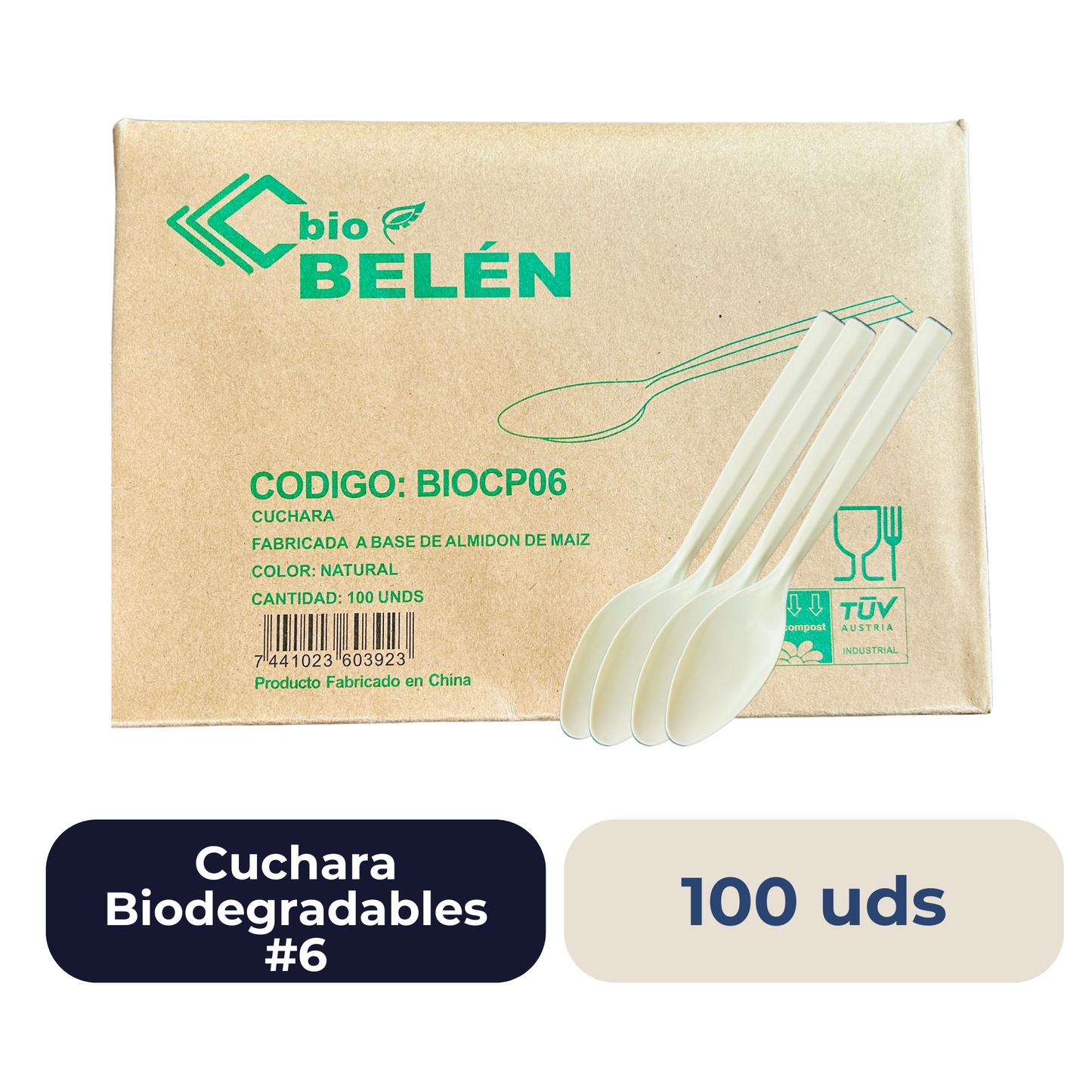 Cuchara Biodegradable #6 100 Uds