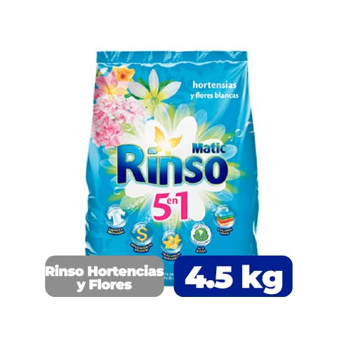 Detergente Horetencias y Flores Blanca Rinso 4.5 kgs