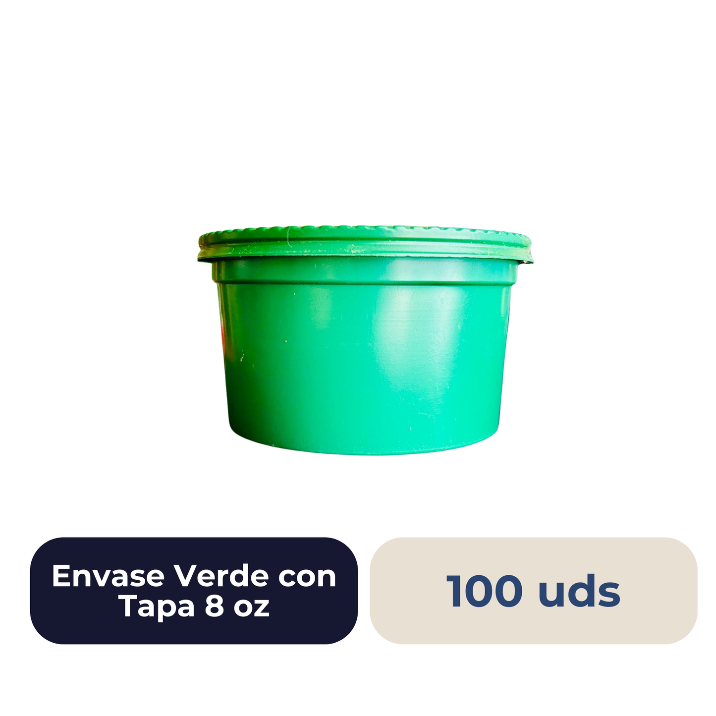 Envase #8oz Verde con Tapa 100 Uds