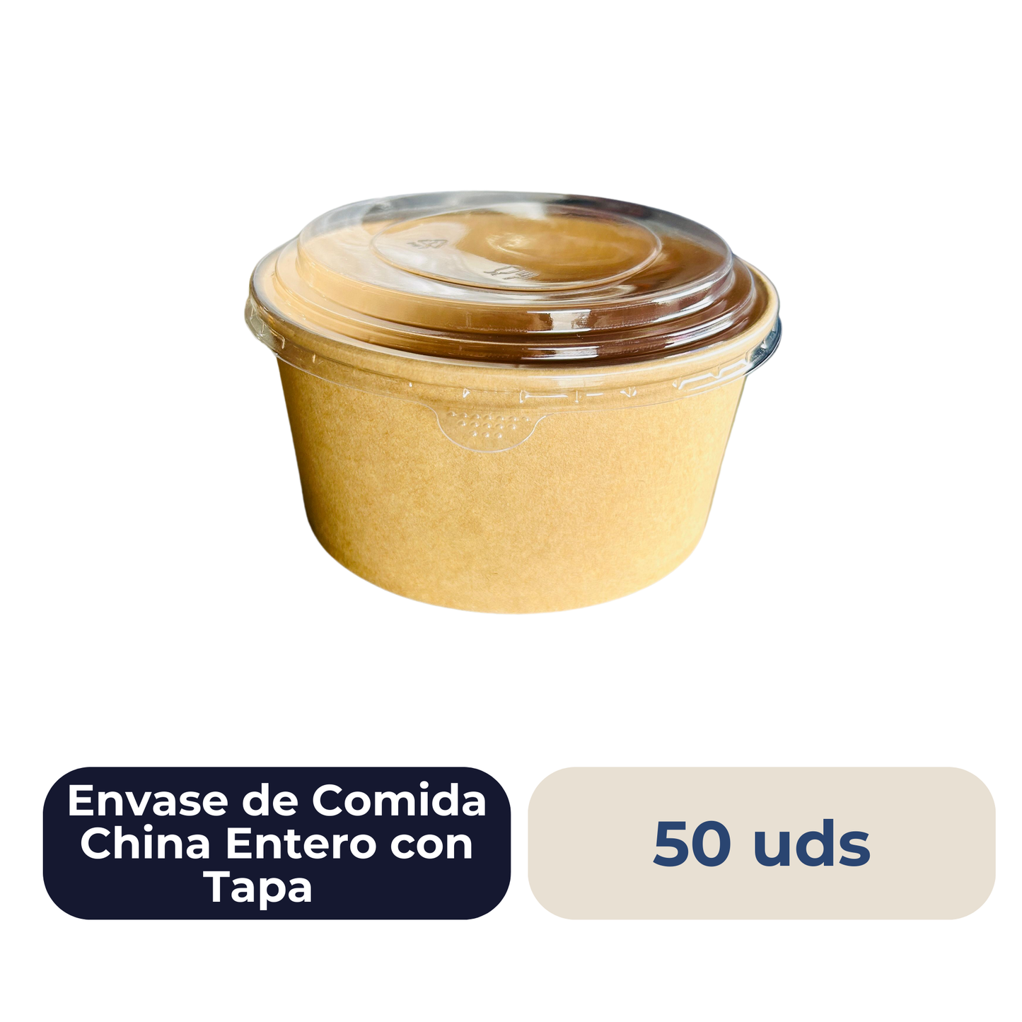 Envase de Comida Cartón Chino Entero c/Tapa 50 Uds