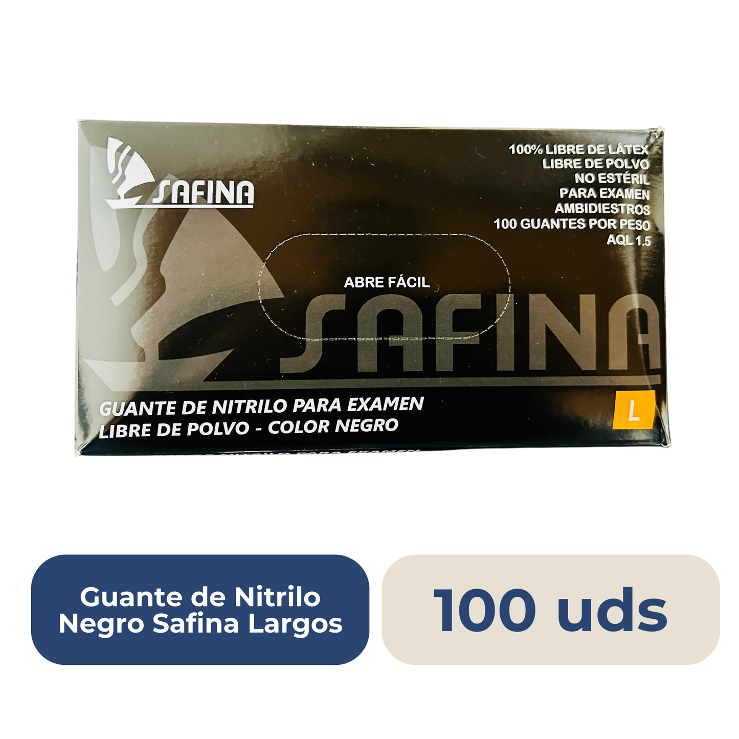 Safina Black Nitrile Gloves Long 100 Units