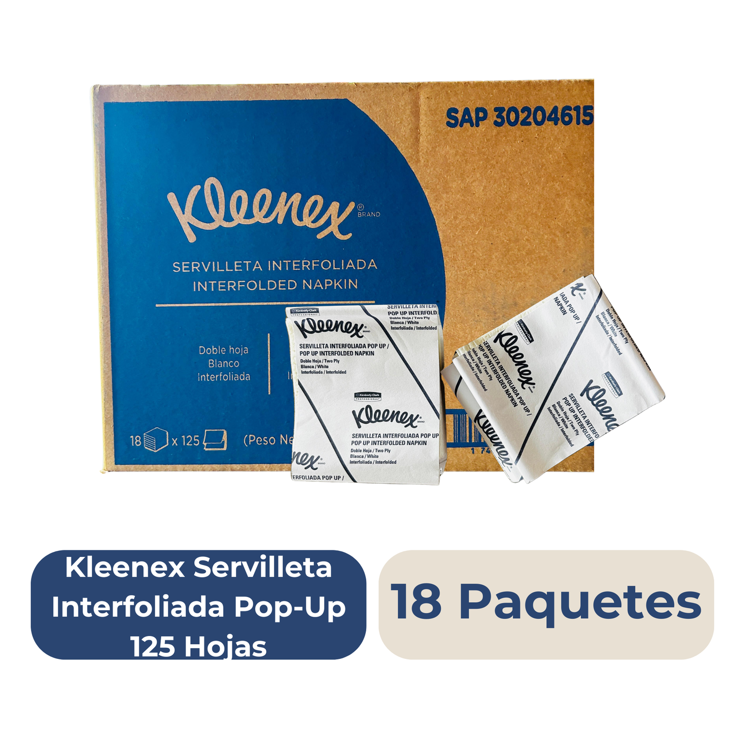 Servilleta Interfolida Kleenex Pop Up 1X18 125 Uds