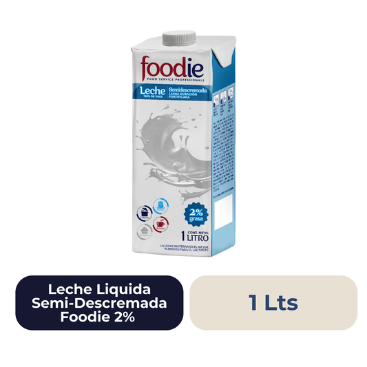 Leche Liquida Semi-Descremada Foodie 2% 1 litro