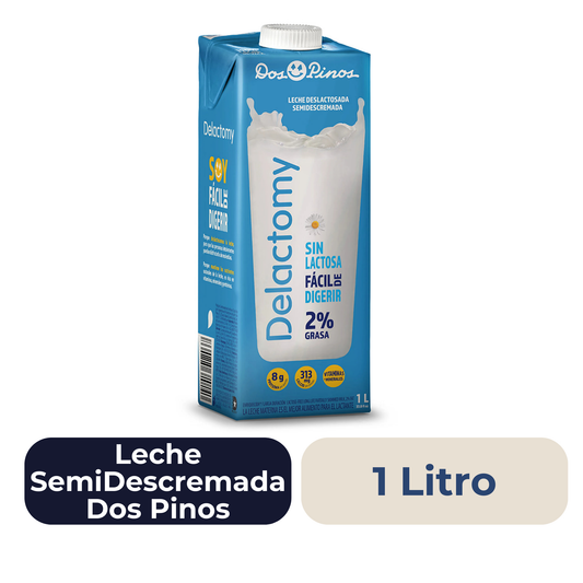 Leche Delactomy Dos Pinos SemiDescremada 2% 1 L