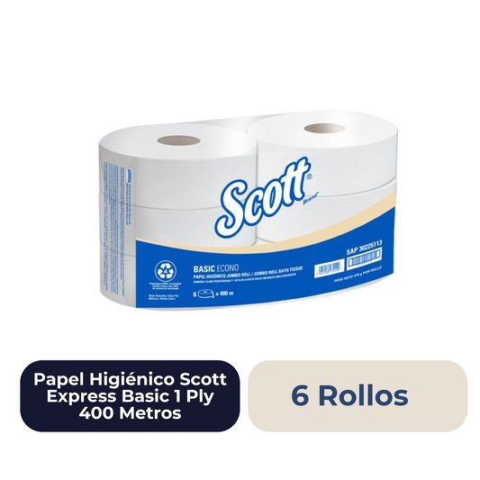 Papel Higiénico Scott Express Basic 1 Ply 400 Metros