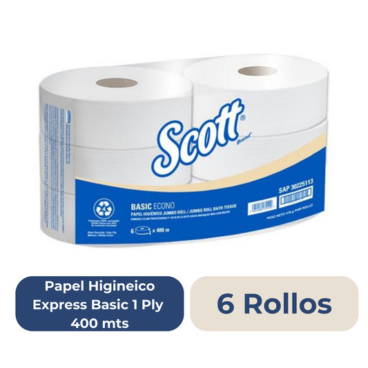 Papel Higiénico Scott Expres Basic 1 Ply 400 Metros