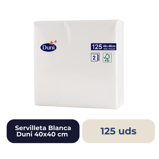Servilleta Blanca Duni 40x40 cm 125 uniddes