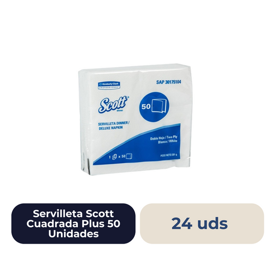 Servilleta Scott Cuadrada Plus 50 Unidades (Precio por caja)