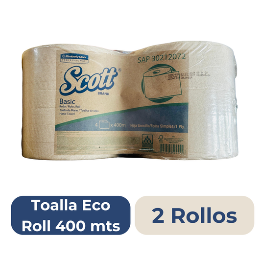 Toalla EcoRollo Scott 2 Pack 400 metros