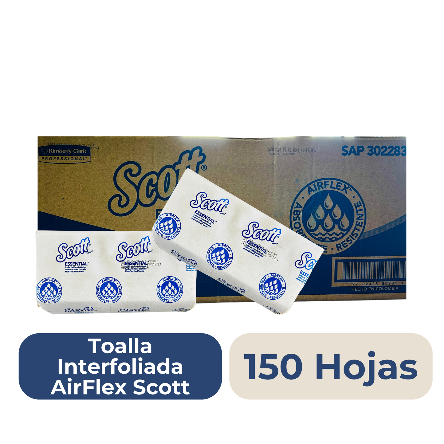 Toalla Interfoliada AirFlex Scott 150 Hojas