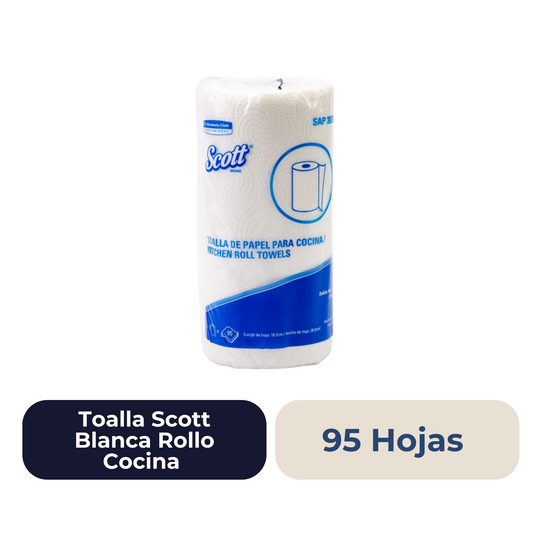 Toalla Scott Blanca Rollo Cocina 95 Hojas