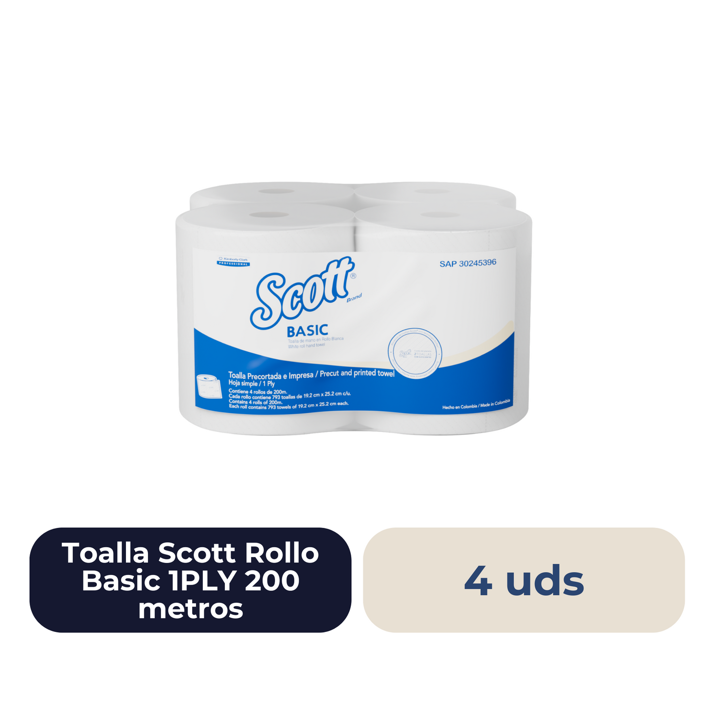 Toalla Scott Rollo Basic 1PLY 200 metros