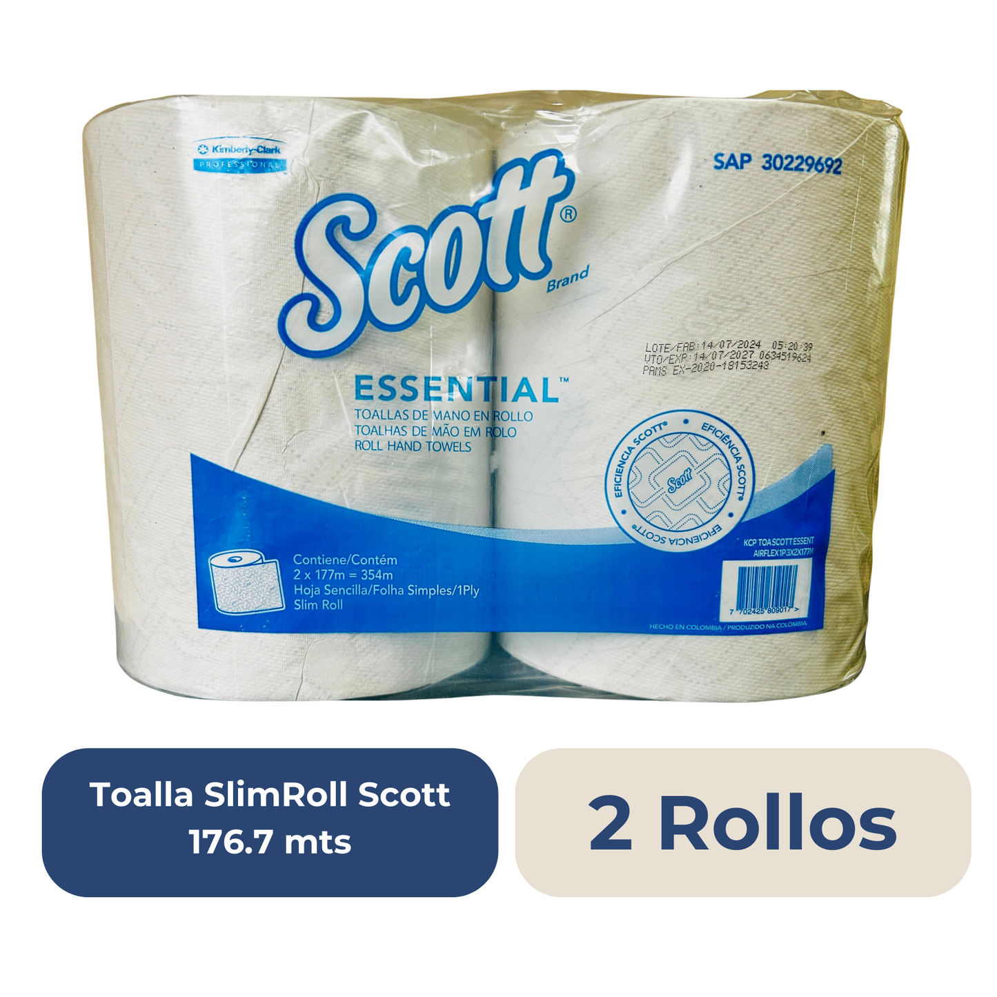 Toalla SlimRoll Scott 2 Pack 176.6 metros